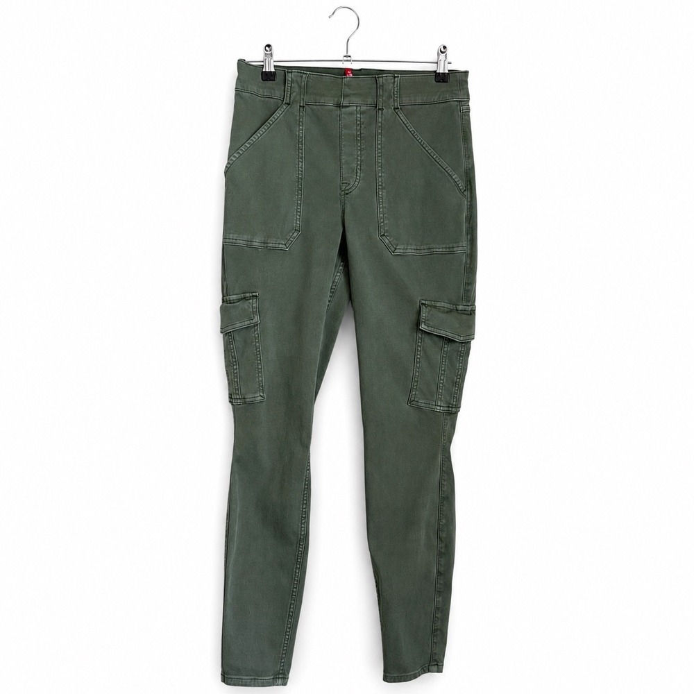 Spanx Olive Green Stretch Twill Ankle Cargo Pants Olive Green Size Large Utility - Picture 2 of 10
